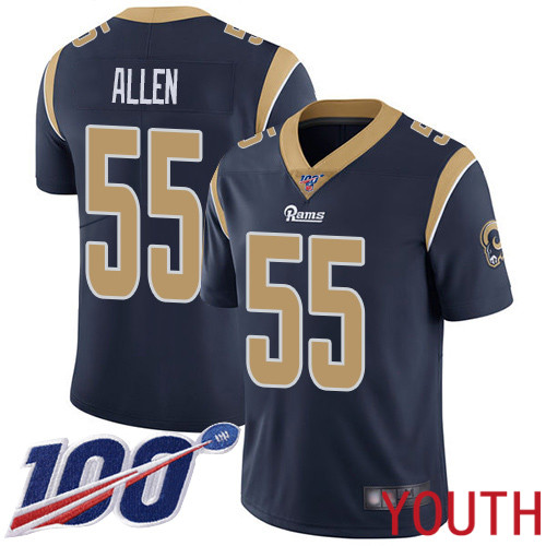 Los Angeles Rams Limited Navy Blue Youth Brian Allen Home Jersey NFL Football 55 100th Season Vapor Untouchable